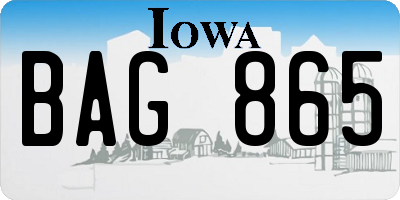 IA license plate BAG865