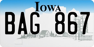 IA license plate BAG867