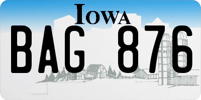 IA license plate BAG876