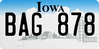 IA license plate BAG878