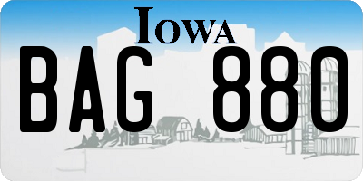 IA license plate BAG880
