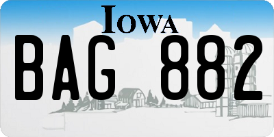 IA license plate BAG882