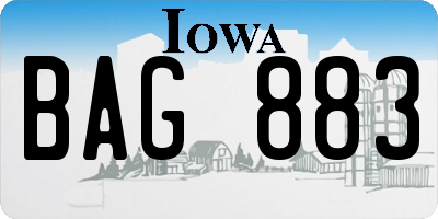 IA license plate BAG883