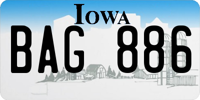 IA license plate BAG886