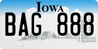 IA license plate BAG888
