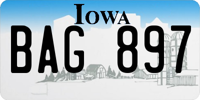 IA license plate BAG897