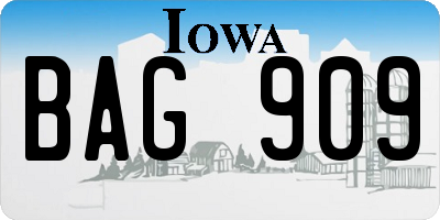 IA license plate BAG909