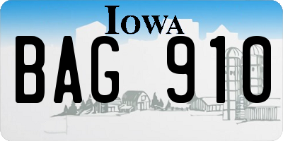 IA license plate BAG910