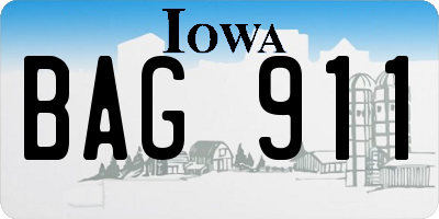 IA license plate BAG911