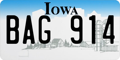 IA license plate BAG914