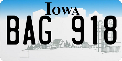 IA license plate BAG918
