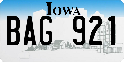 IA license plate BAG921
