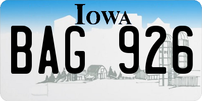 IA license plate BAG926