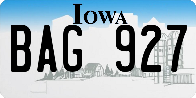 IA license plate BAG927