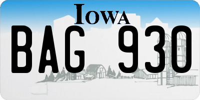IA license plate BAG930
