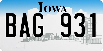 IA license plate BAG931