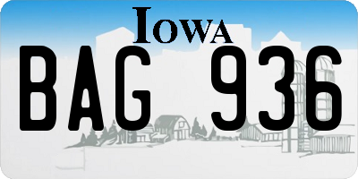 IA license plate BAG936