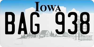 IA license plate BAG938