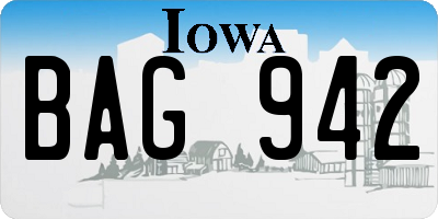 IA license plate BAG942