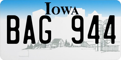 IA license plate BAG944