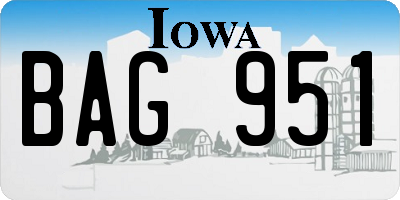 IA license plate BAG951
