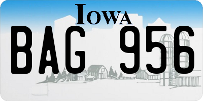 IA license plate BAG956