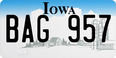 IA license plate BAG957