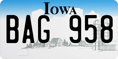 IA license plate BAG958