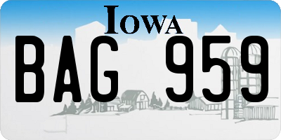 IA license plate BAG959