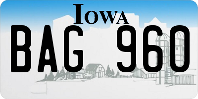 IA license plate BAG960
