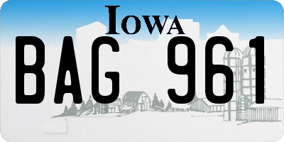 IA license plate BAG961