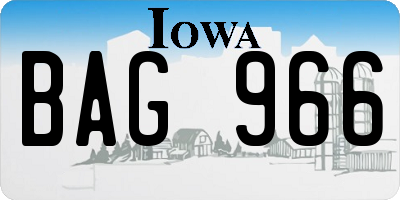 IA license plate BAG966