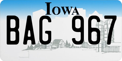 IA license plate BAG967