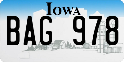 IA license plate BAG978