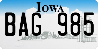 IA license plate BAG985