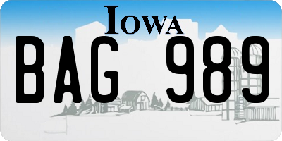 IA license plate BAG989