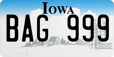 IA license plate BAG999