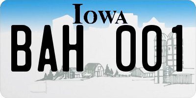 IA license plate BAH001