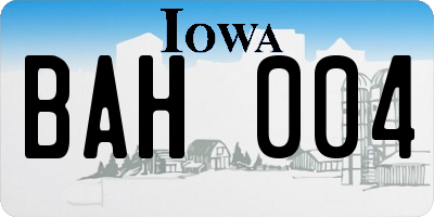IA license plate BAH004