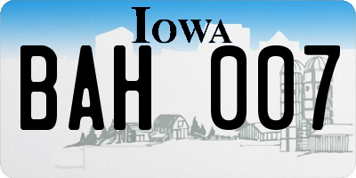 IA license plate BAH007