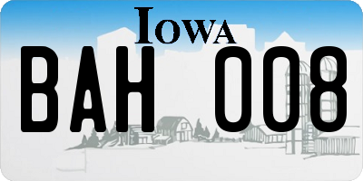 IA license plate BAH008