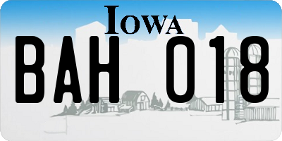 IA license plate BAH018