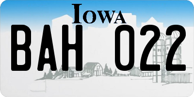 IA license plate BAH022