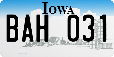 IA license plate BAH031