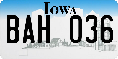 IA license plate BAH036