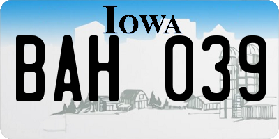 IA license plate BAH039
