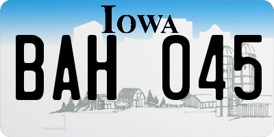 IA license plate BAH045