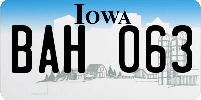 IA license plate BAH063