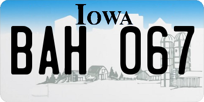 IA license plate BAH067