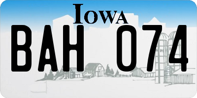 IA license plate BAH074